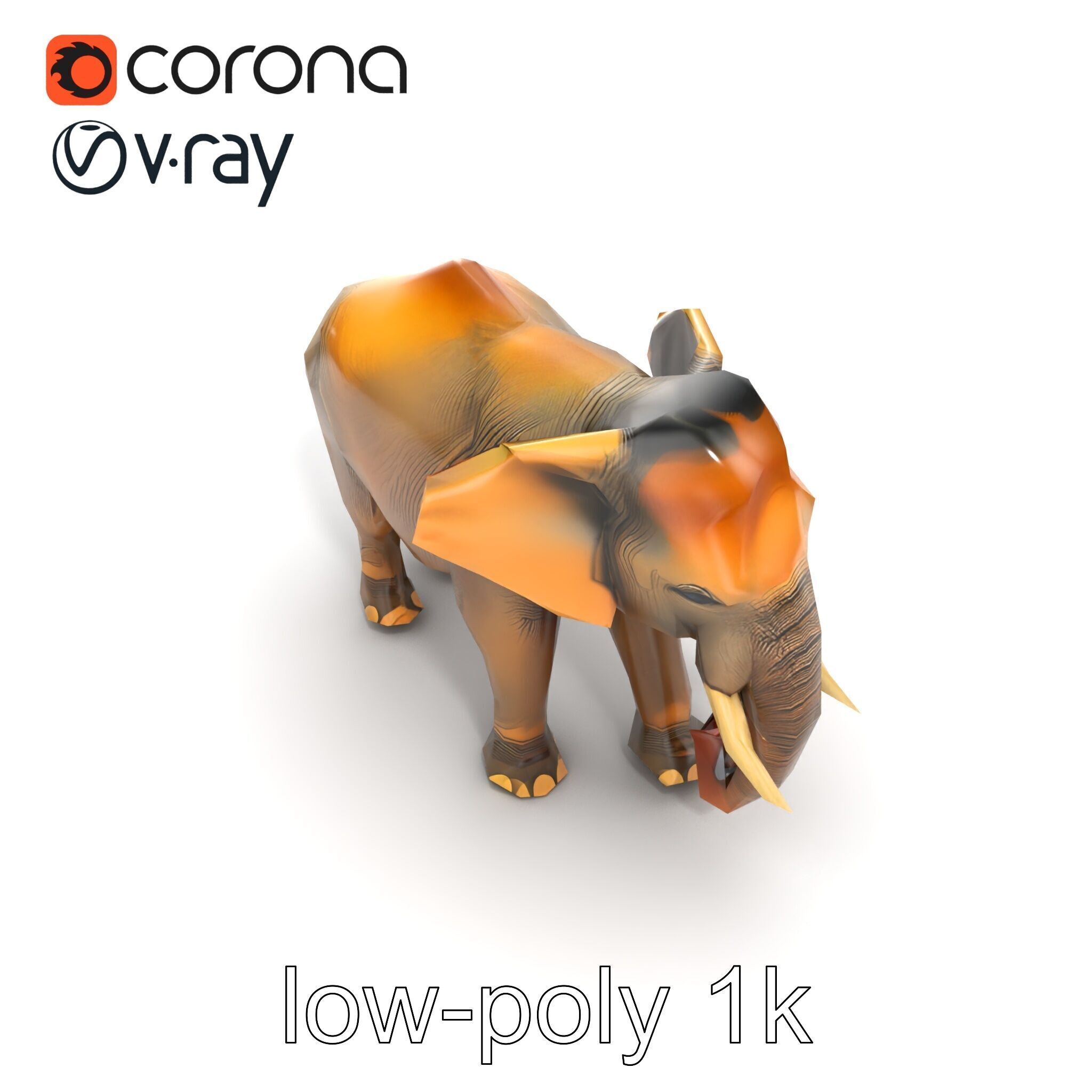 Asian Elephant High Detail Model Pack Low-poly 3D model_16
