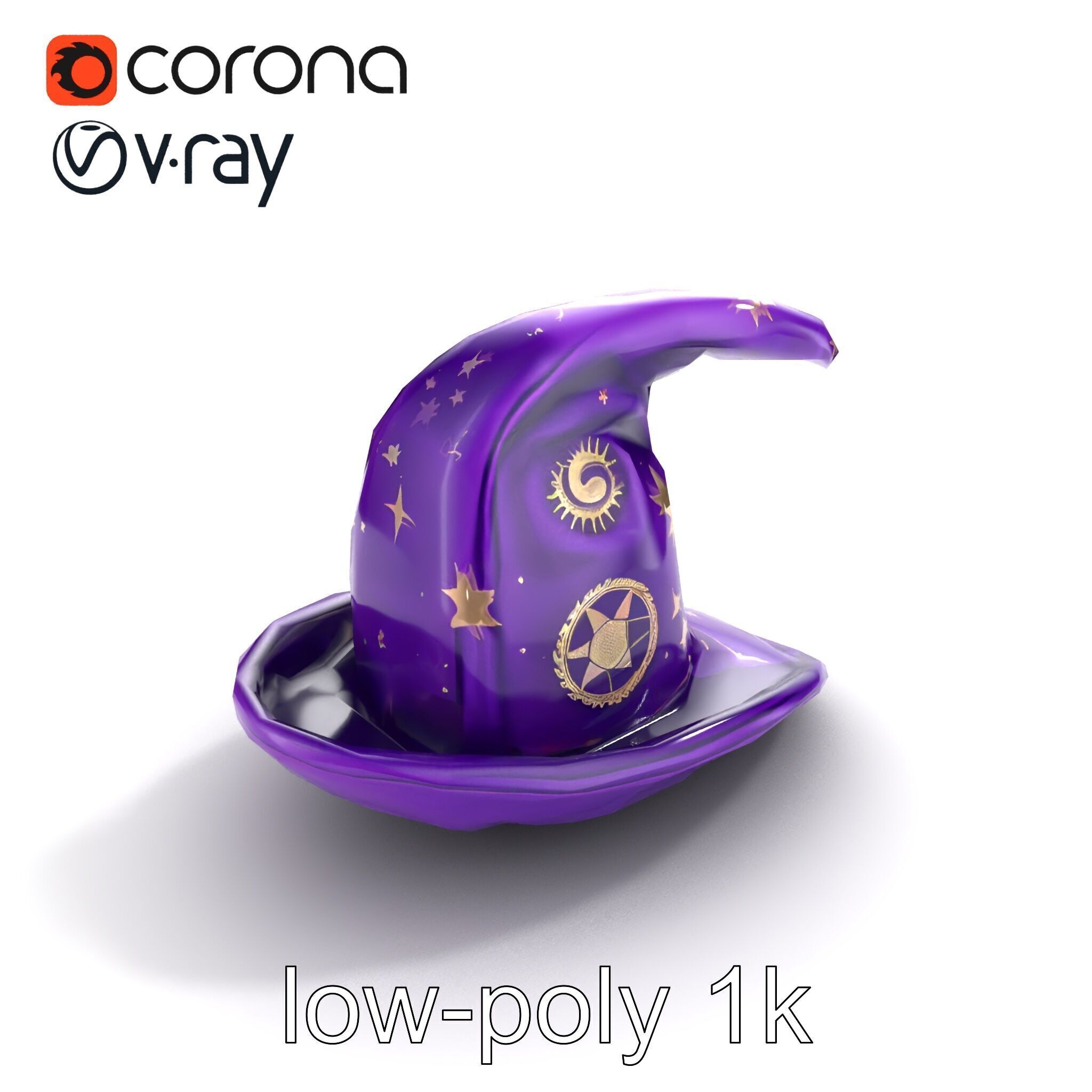 Mystical Magicians Hat model pack Low-poly 3D model_9