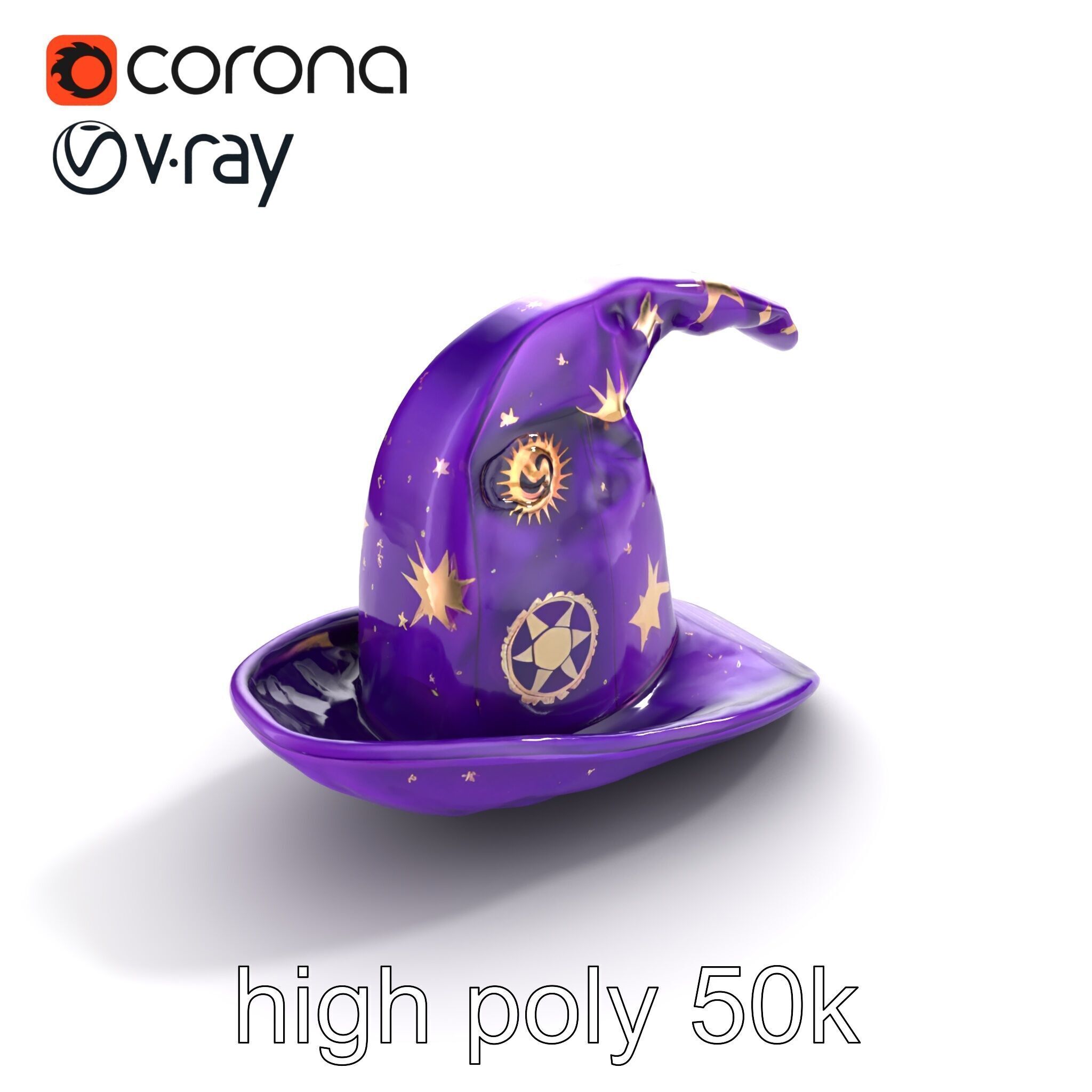 Mystical Magicians Hat model pack Low-poly 3D model_13