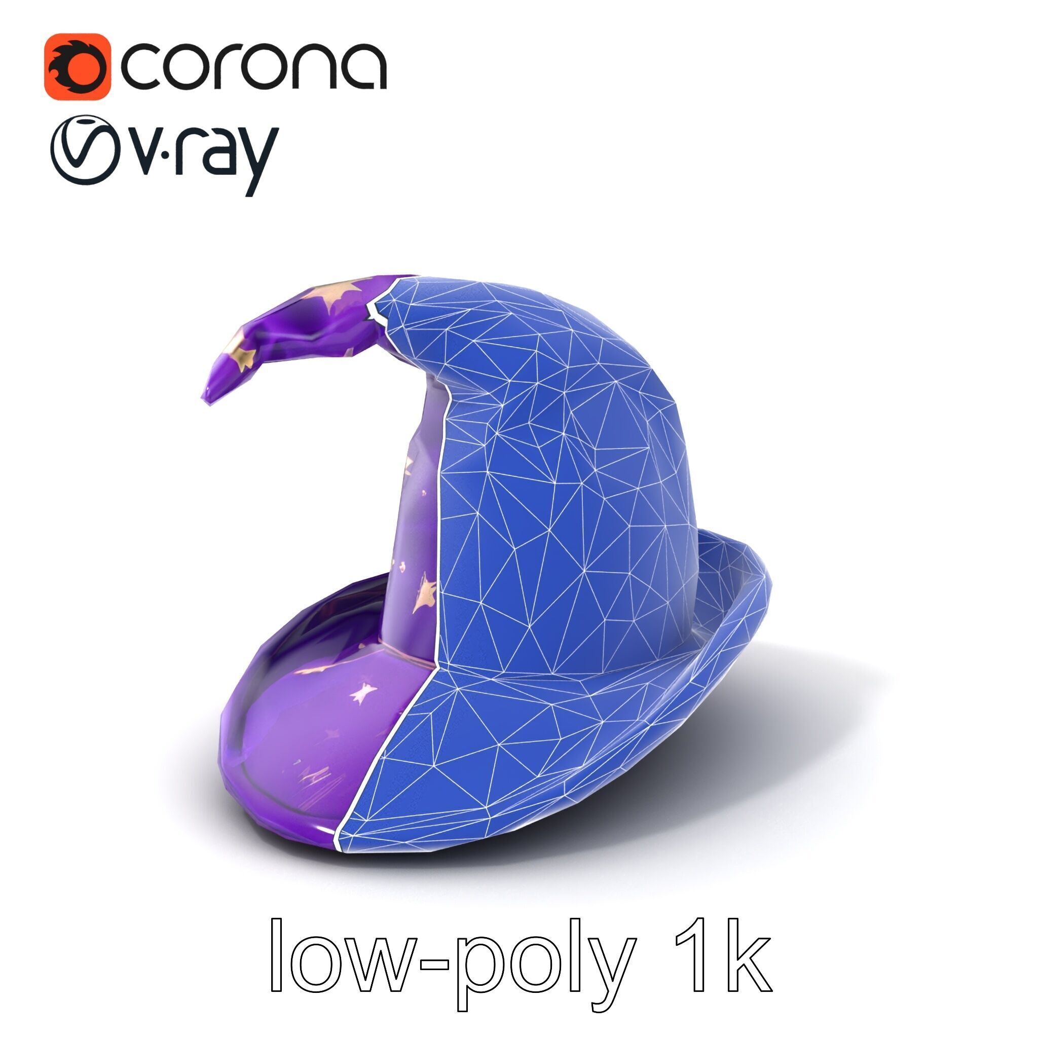 Mystical Magicians Hat model pack Low-poly 3D model_7
