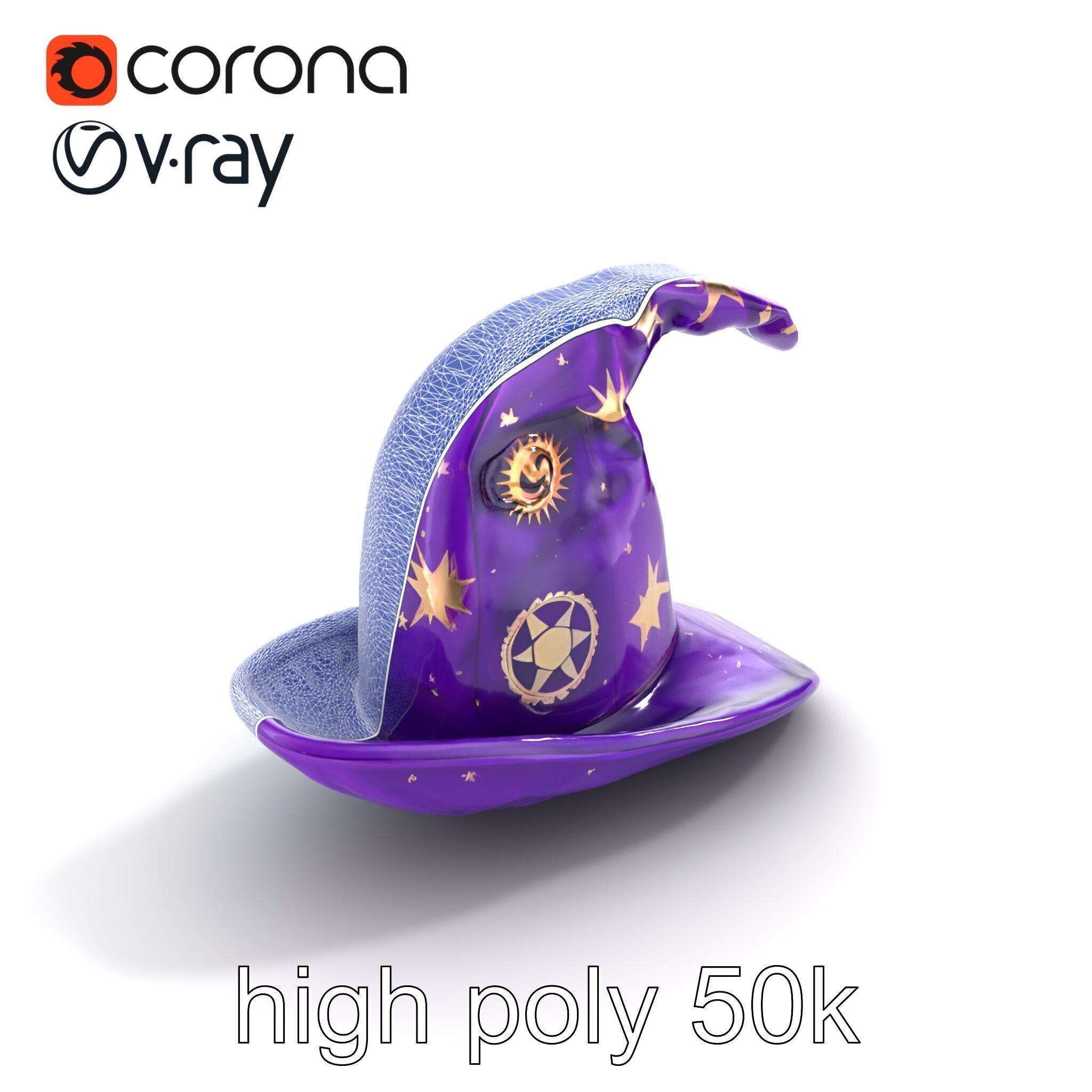 Mystical Magicians Hat model pack Low-poly 3D model_12