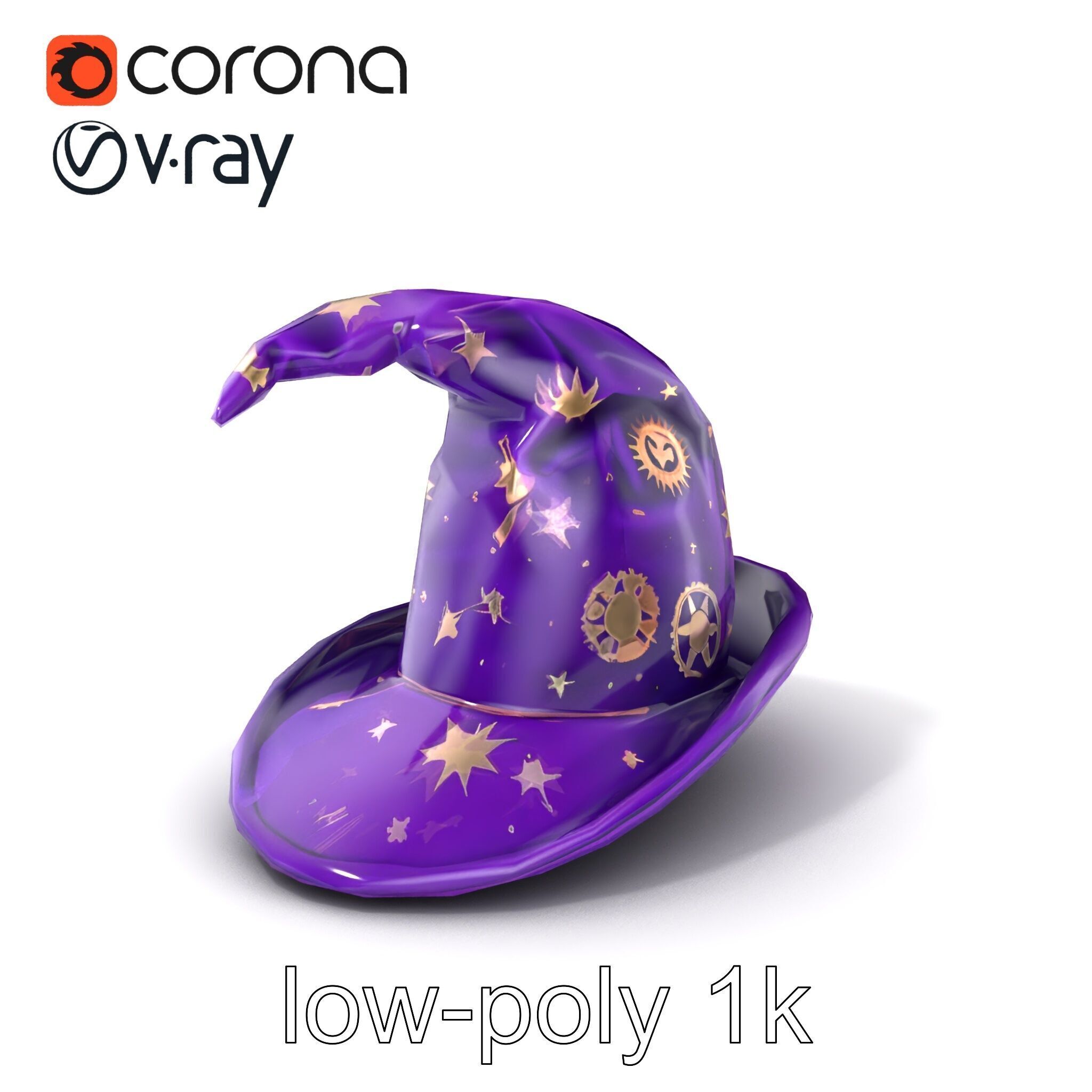 Mystical Magicians Hat model pack Low-poly 3D model_5