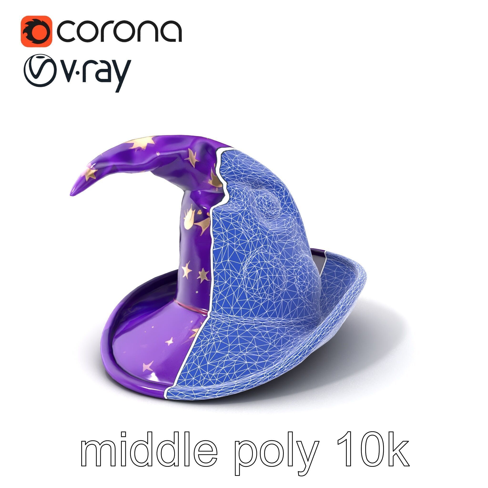 Mystical Magicians Hat model pack Low-poly 3D model_6