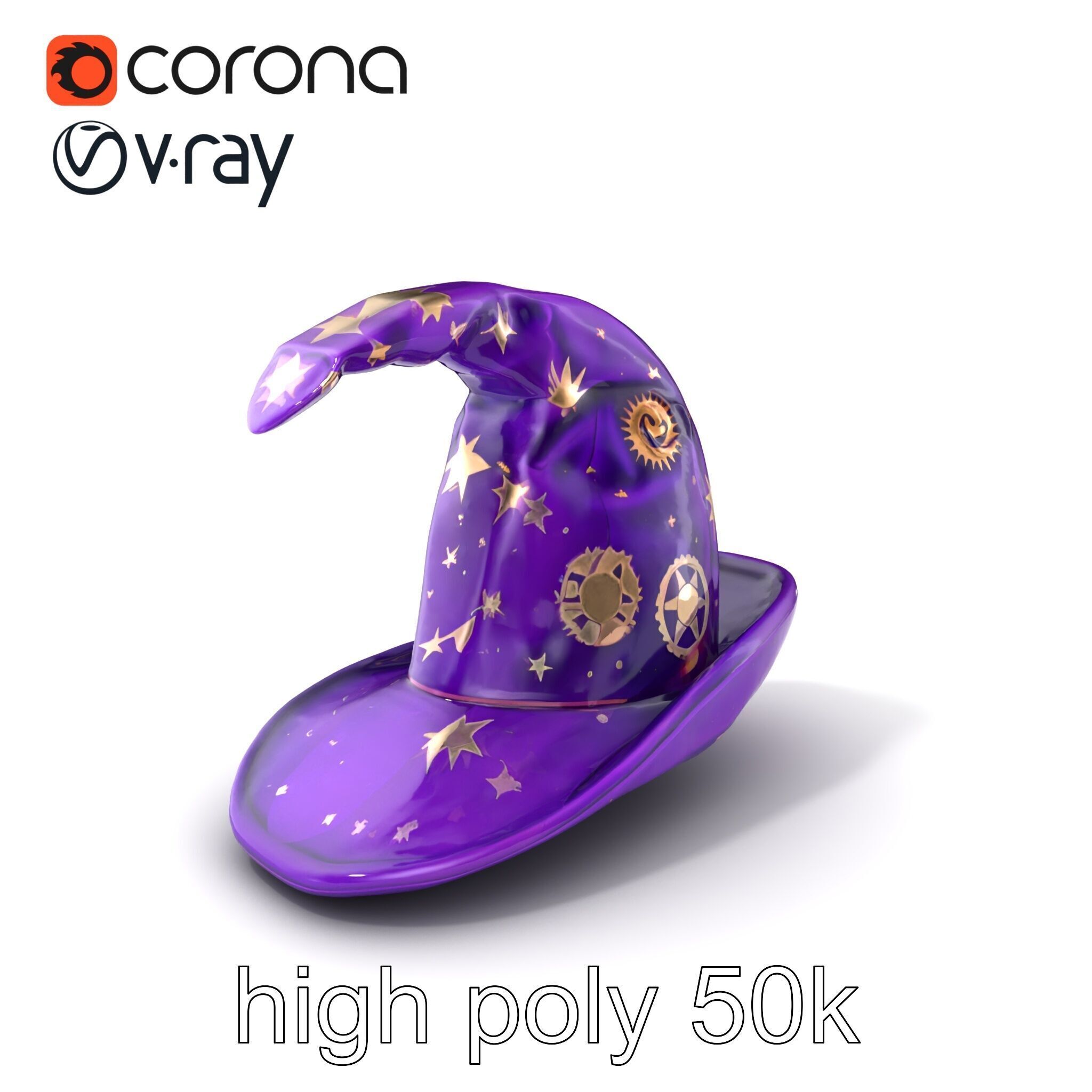 Mystical Magicians Hat model pack Low-poly 3D model_2