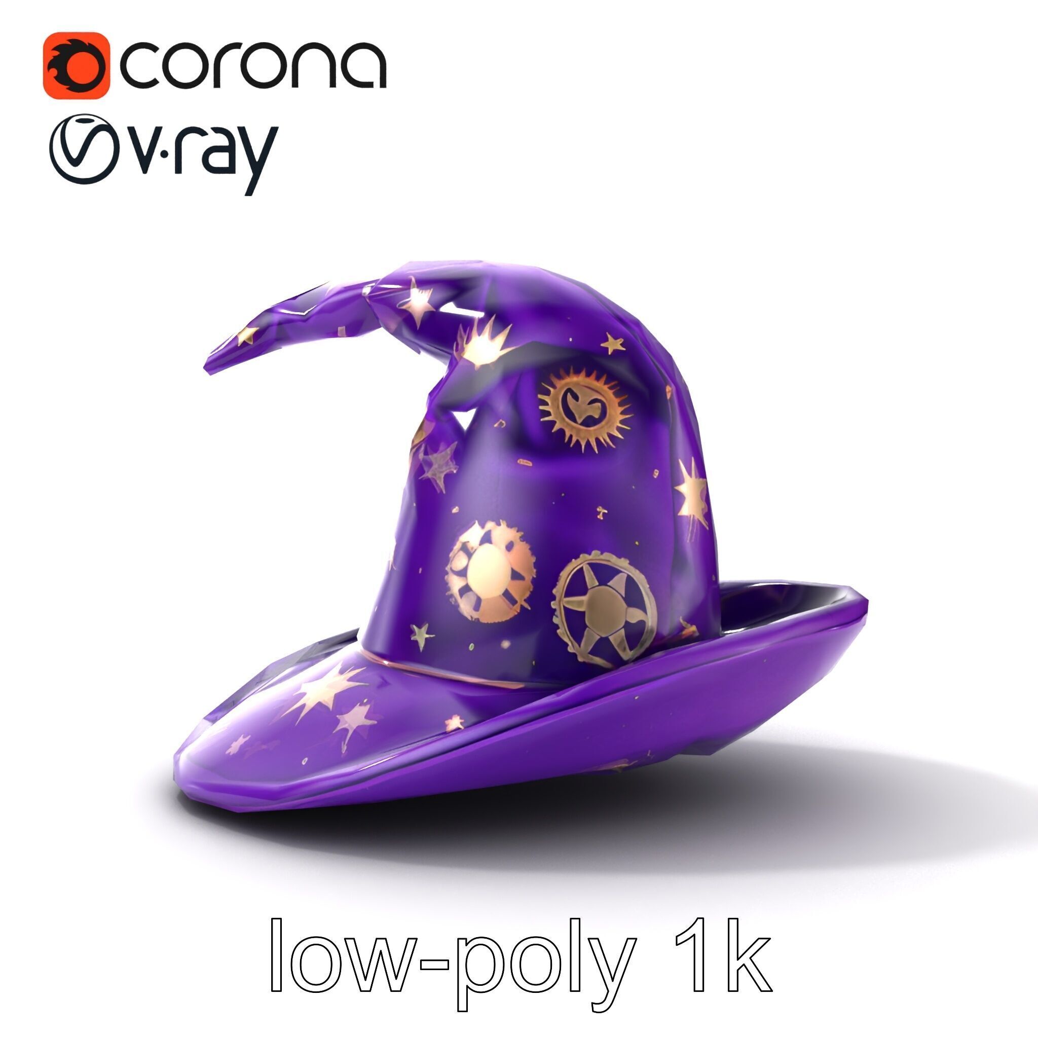 Mystical Magicians Hat model pack Low-poly 3D model_17