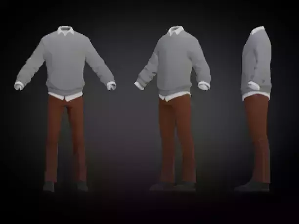 Sweater dress model elderly man Stylised lowpoly Low-poly 3D model