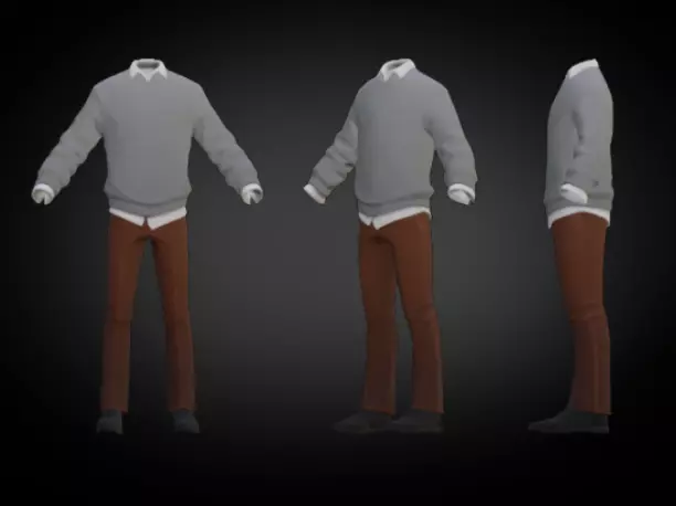 Sweater dress model elderly man Stylised lowpoly Low-poly 3D model_0