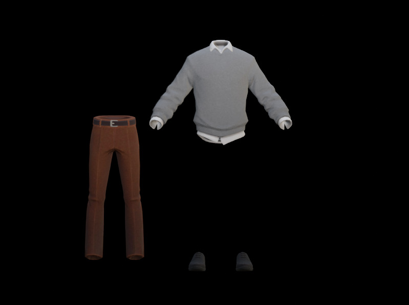 Sweater dress model elderly man Stylised lowpoly Low-poly 3D model_2