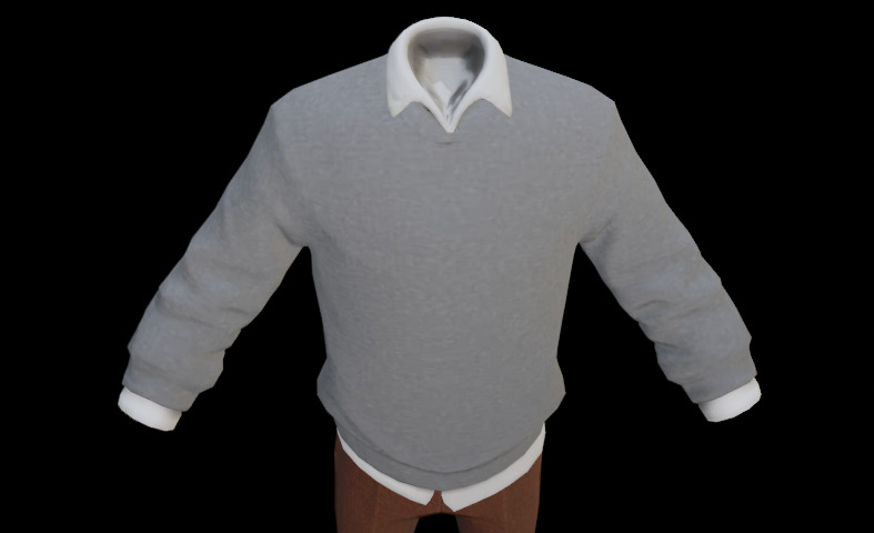 Sweater dress model elderly man Stylised lowpoly Low-poly 3D model_7