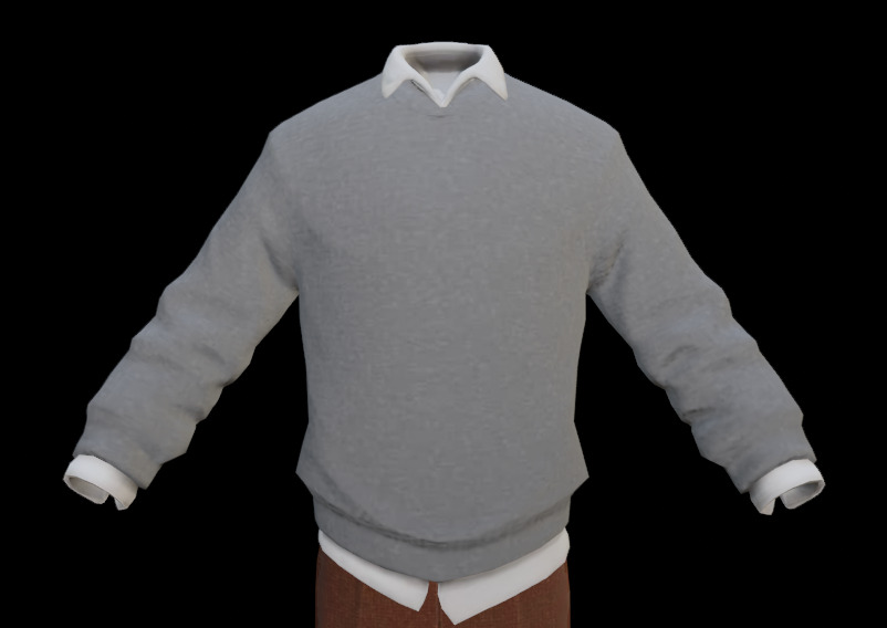 Sweater dress model elderly man Stylised lowpoly Low-poly 3D model_6