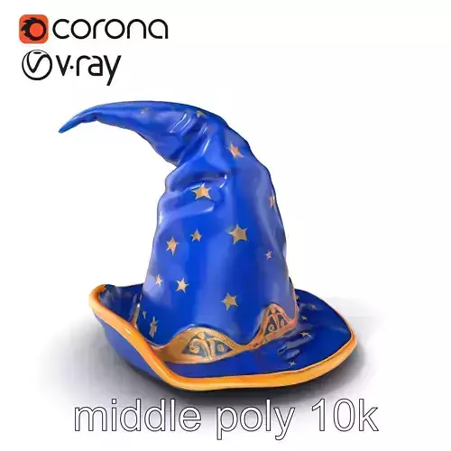 Mystical Sorcerers Hat StarStudded Model Pack Low-poly 3D model