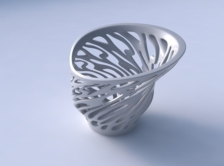 Bowl with twisted smooth cuts eccentric 3D print model_3