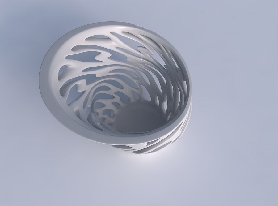 Bowl with twisted smooth cuts eccentric 3D print model_1