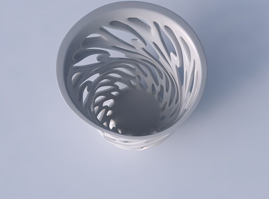 Bowl with twisted smooth cuts eccentric 3D print model_2