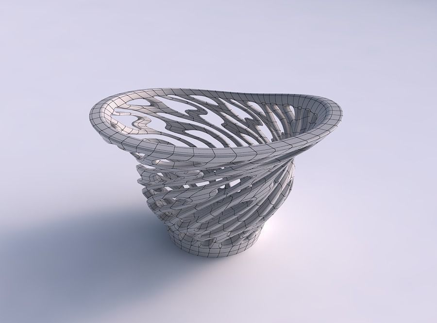 Bowl with twisted smooth cuts eccentric 3D print model_5