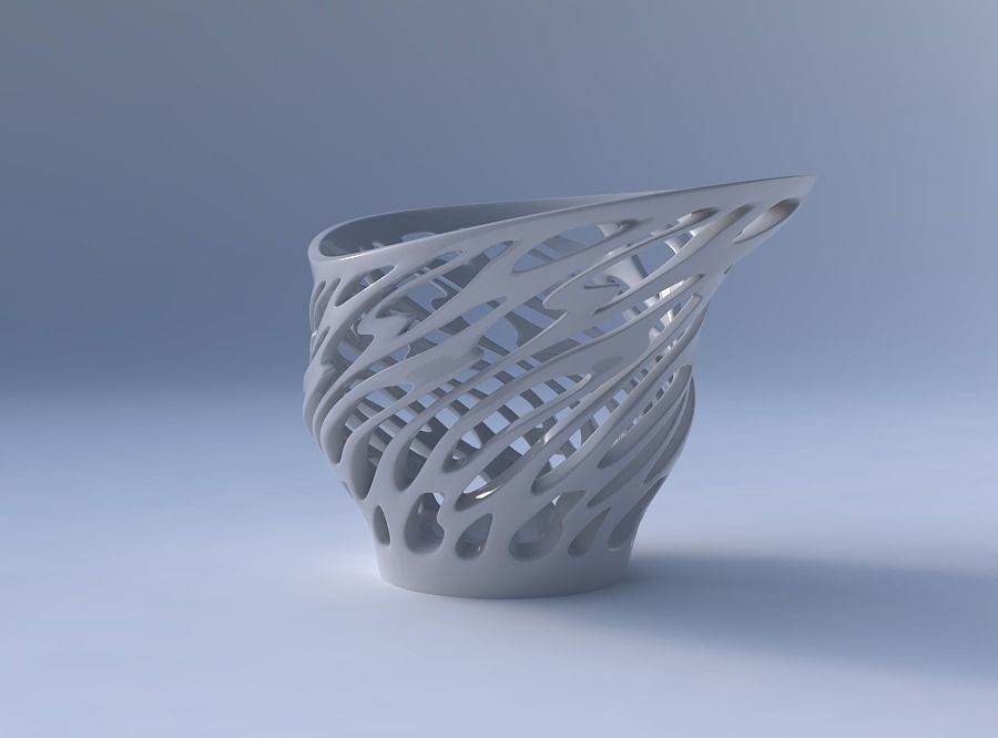 Bowl with twisted smooth cuts eccentric 3D print model_4