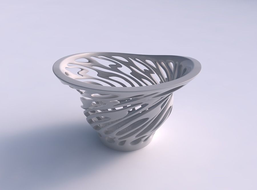 Bowl with twisted smooth cuts eccentric 3D print model_0
