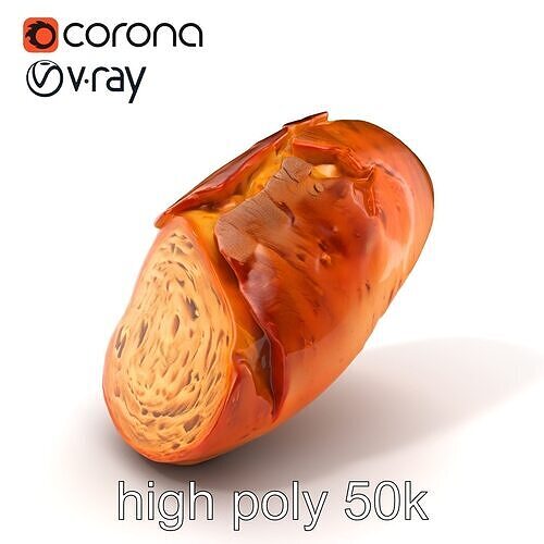 Realistic Leberkse Loaf D Model Pack Low-poly 3D model 2