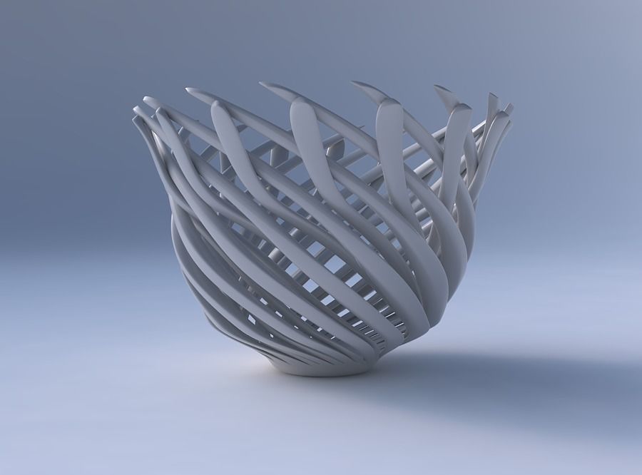 Bowl with twisted muscle structure wide middle 3D print model_4