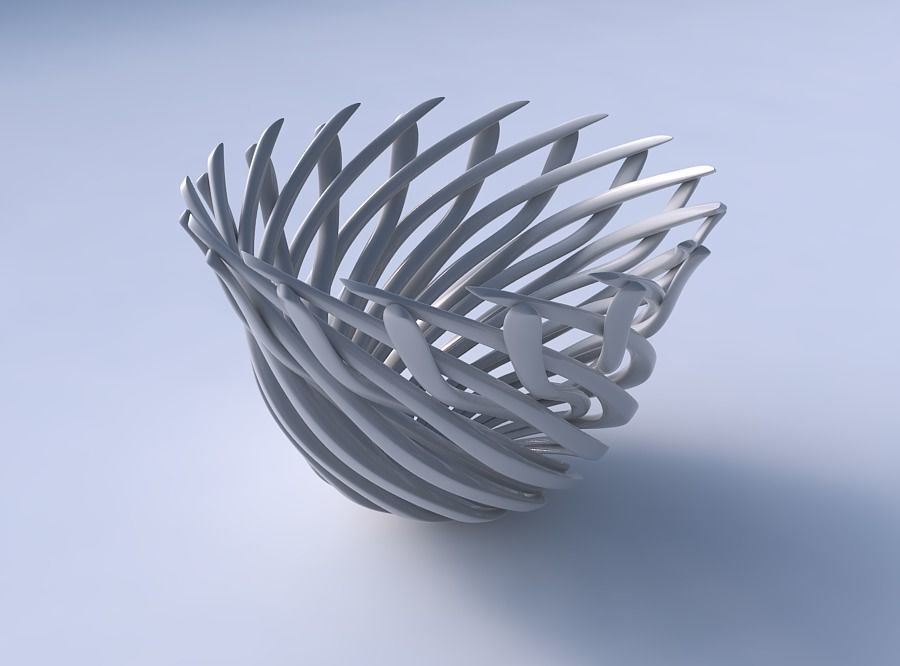 Bowl with twisted muscle structure wide middle 3D print model_3