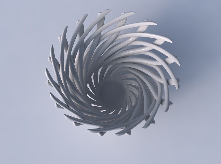 Bowl with twisted muscle structure wide middle 3D print model_2