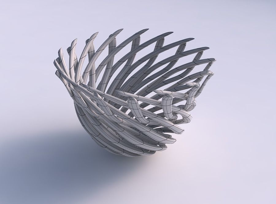 Bowl with twisted muscle structure wide middle 3D print model_5
