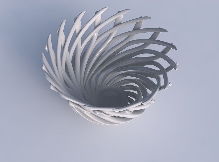 Bowl with twisted muscle structure wide middle 3D print model_1