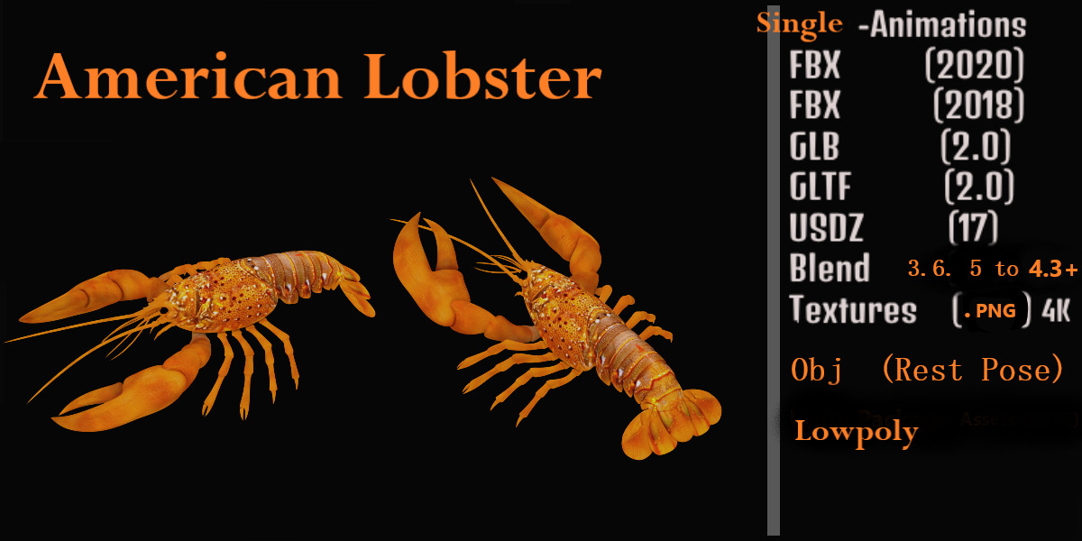 American Lobster Low-poly 3D model_2