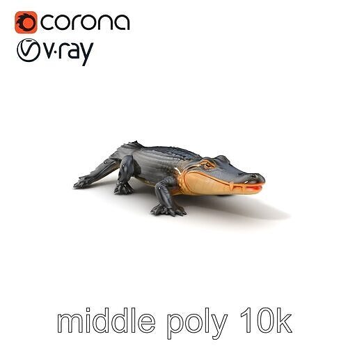American Alligator D Model Pack with Detailed Textures Low-poly 3D model