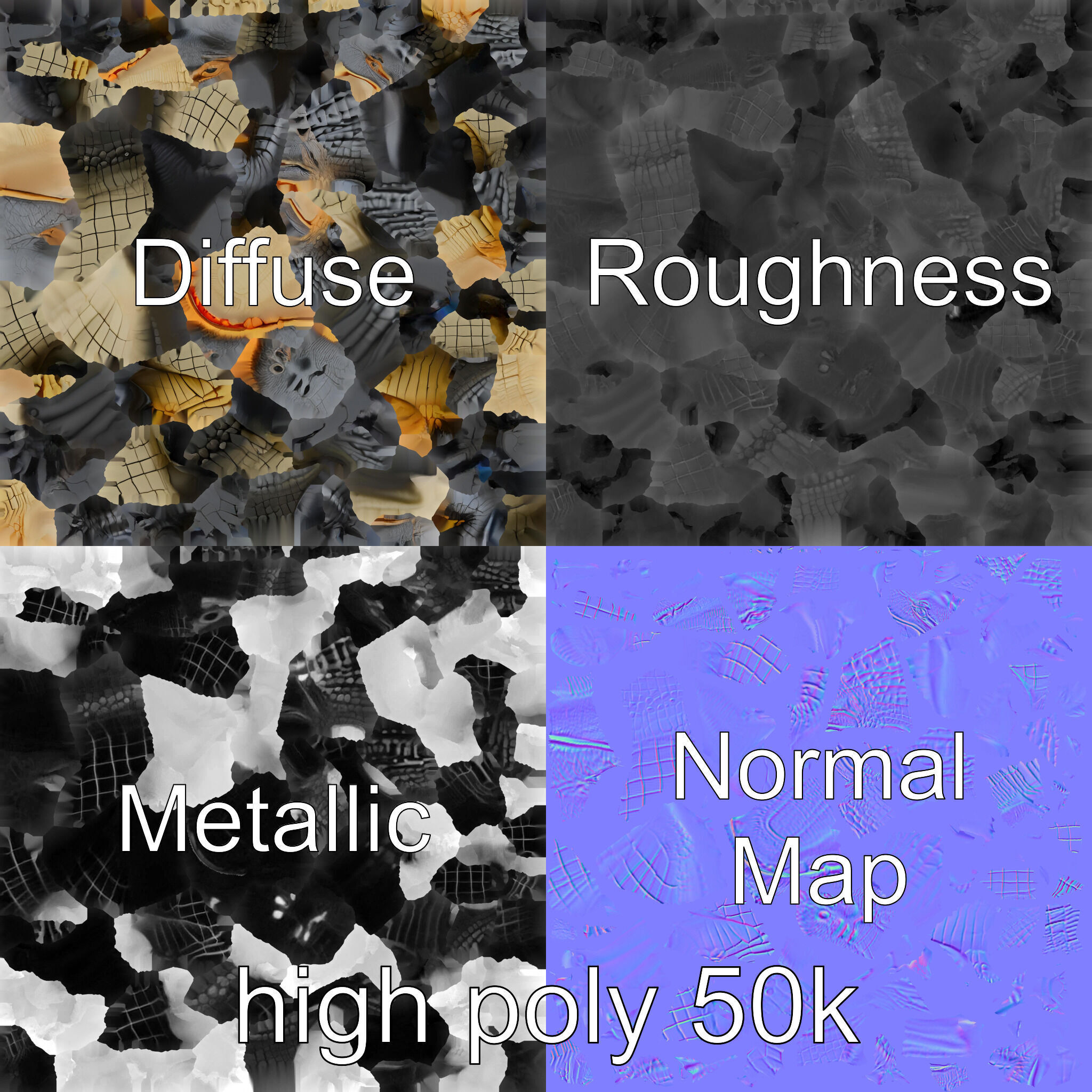 American Alligator D Model Pack with Detailed Textures Low-poly 3D model_3