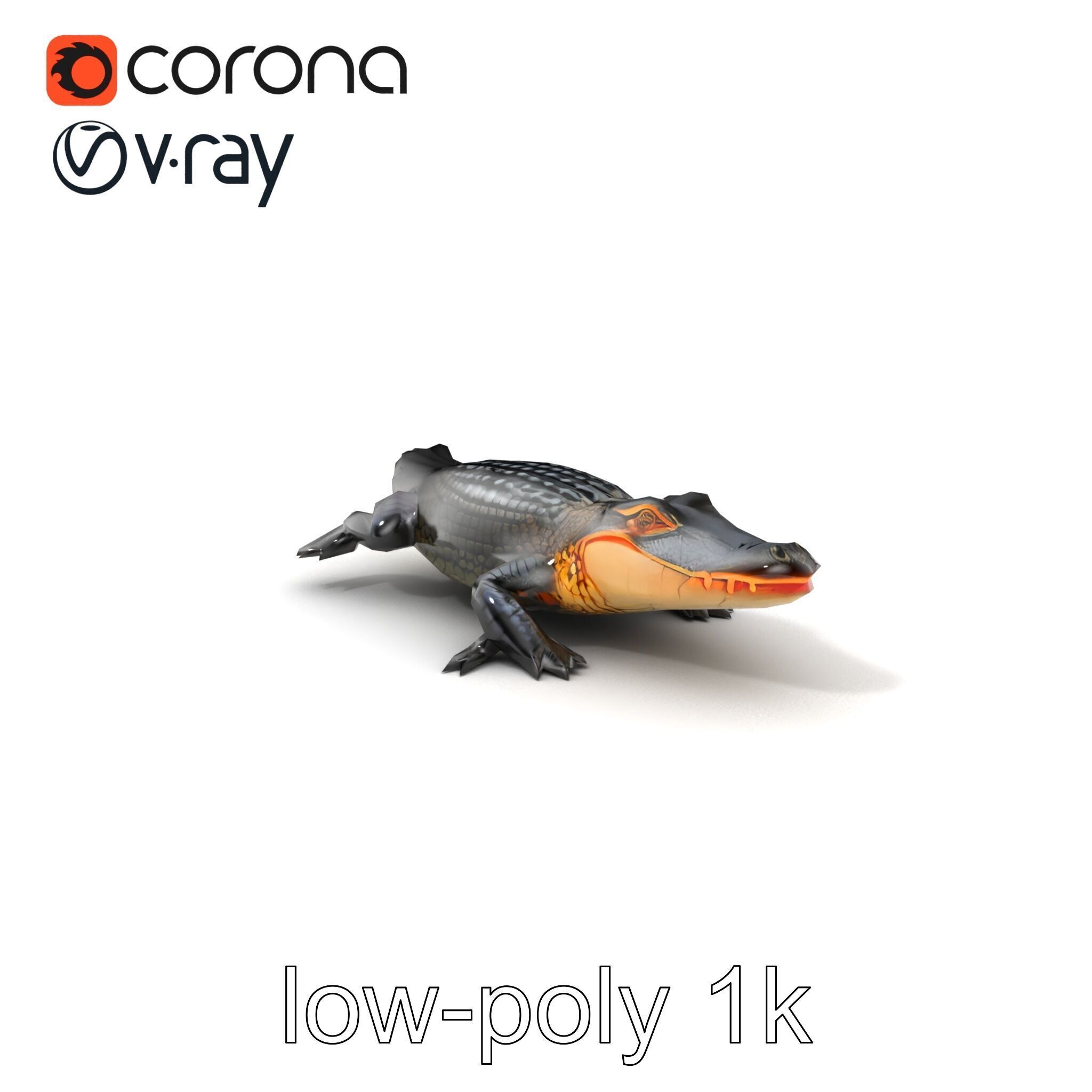 American Alligator D Model Pack with Detailed Textures Low-poly 3D model_5