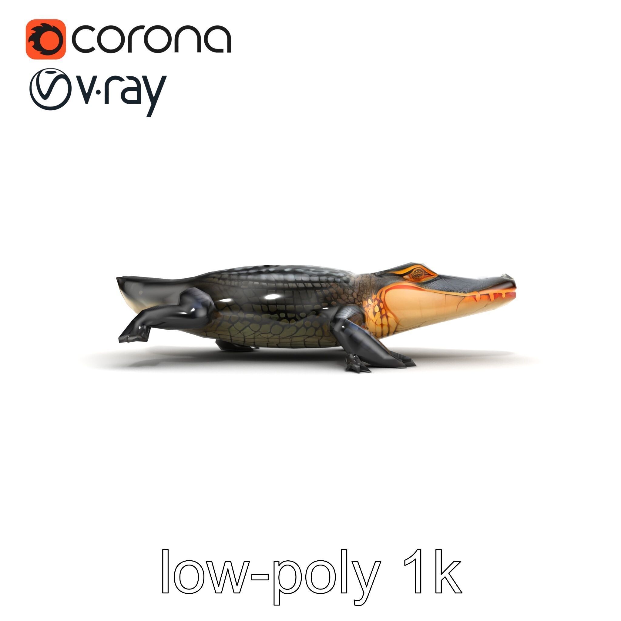 American Alligator D Model Pack with Detailed Textures Low-poly 3D model_24