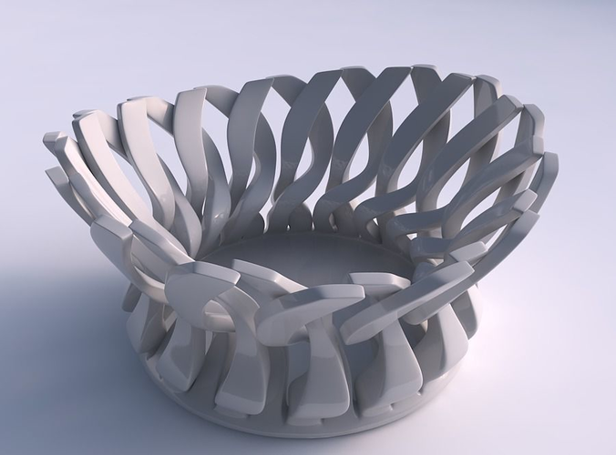 Bowl with twisted sharp muscle structure streched top