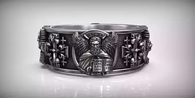 Saint Matthew Mark Luke John Evangelists Cross Ring 3D print model