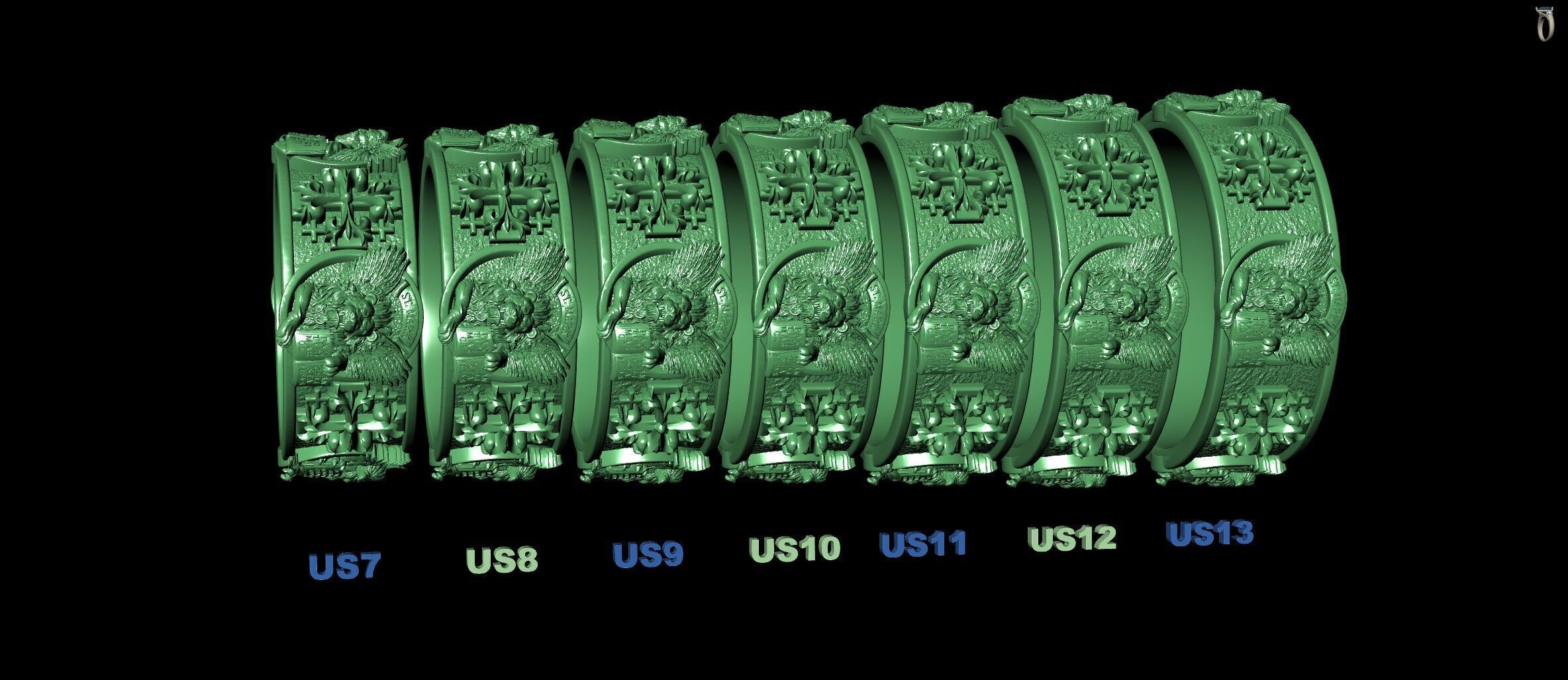 Saint Matthew Mark Luke John Evangelists Cross Ring 3D print model_7