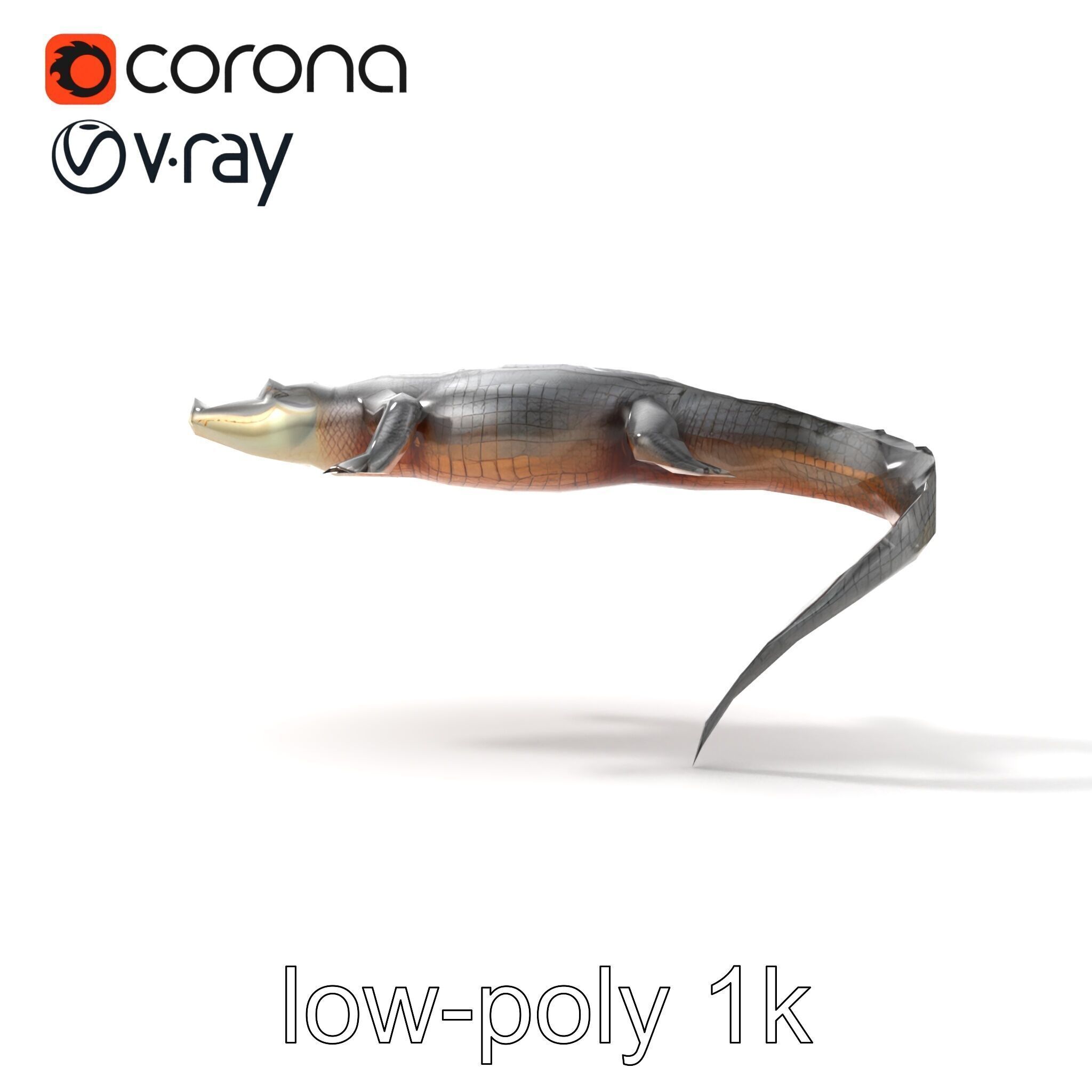 Nile Crocodile Detailed Scale Model Pack Low-poly 3D model_27