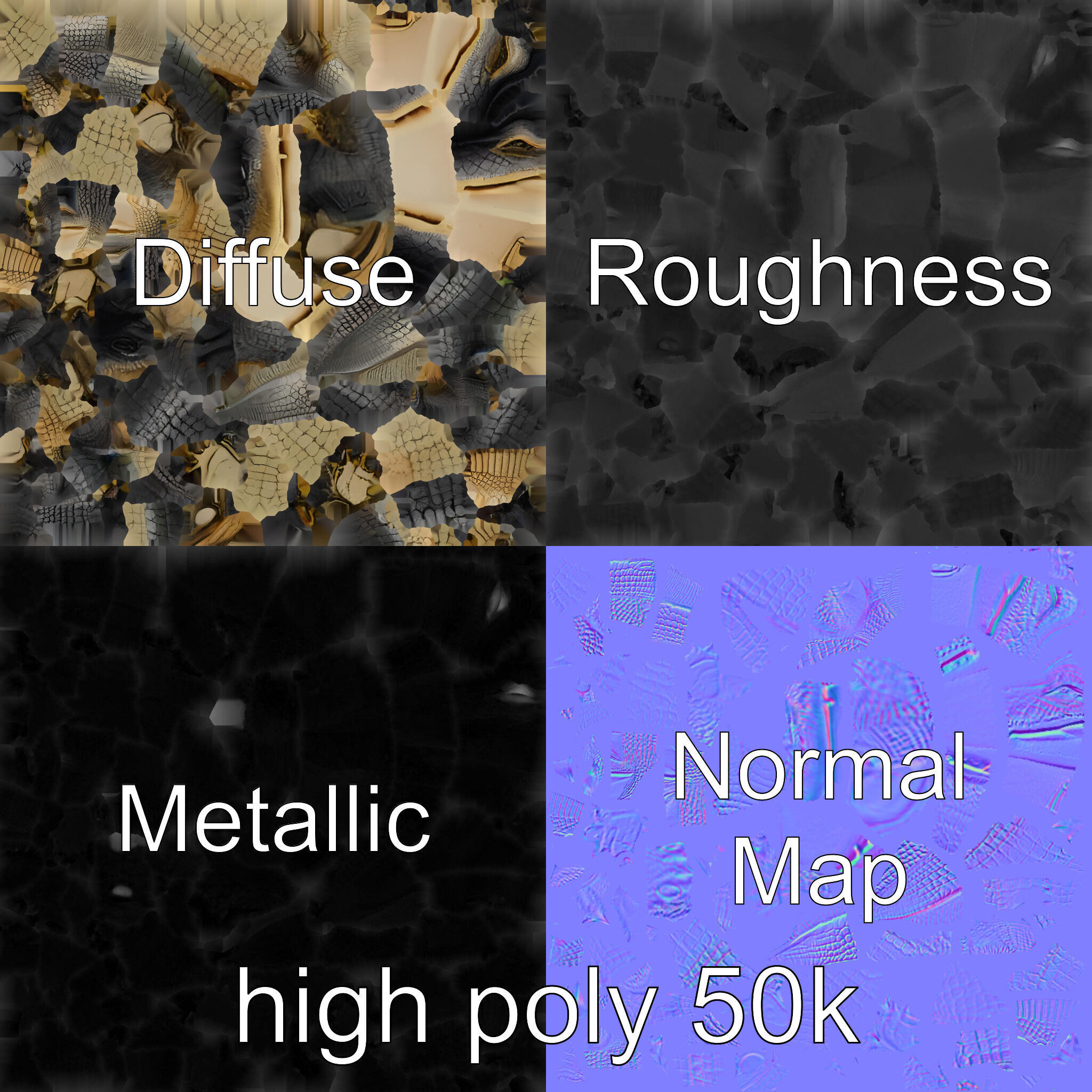 Chinese Alligator Detailed Scale Texture model pack Low-poly 3D model_3