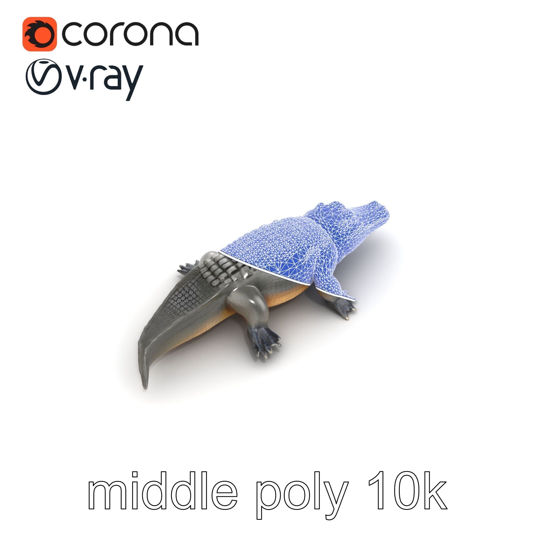 Colossal Saltwater Crocodile Sculpture model pack Low-poly 3D model_20