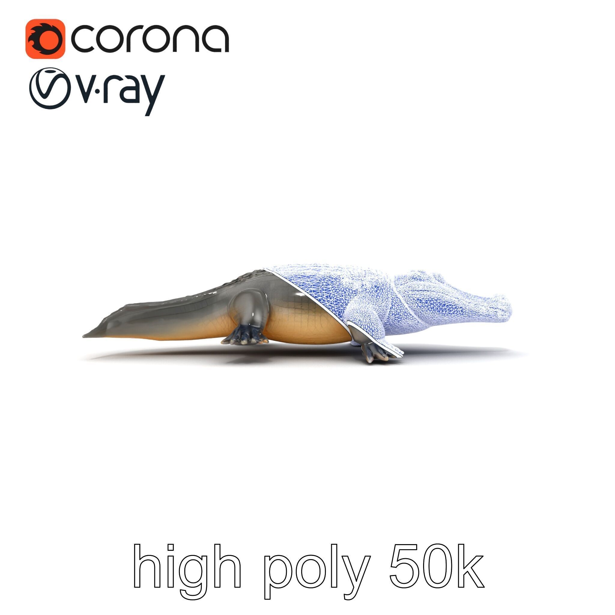 Colossal Saltwater Crocodile Sculpture model pack Low-poly 3D model_25