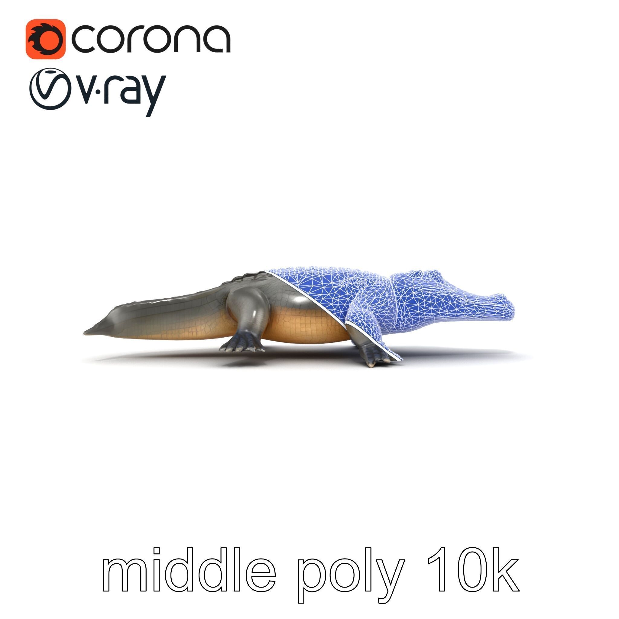 Colossal Saltwater Crocodile Sculpture model pack Low-poly 3D model_29