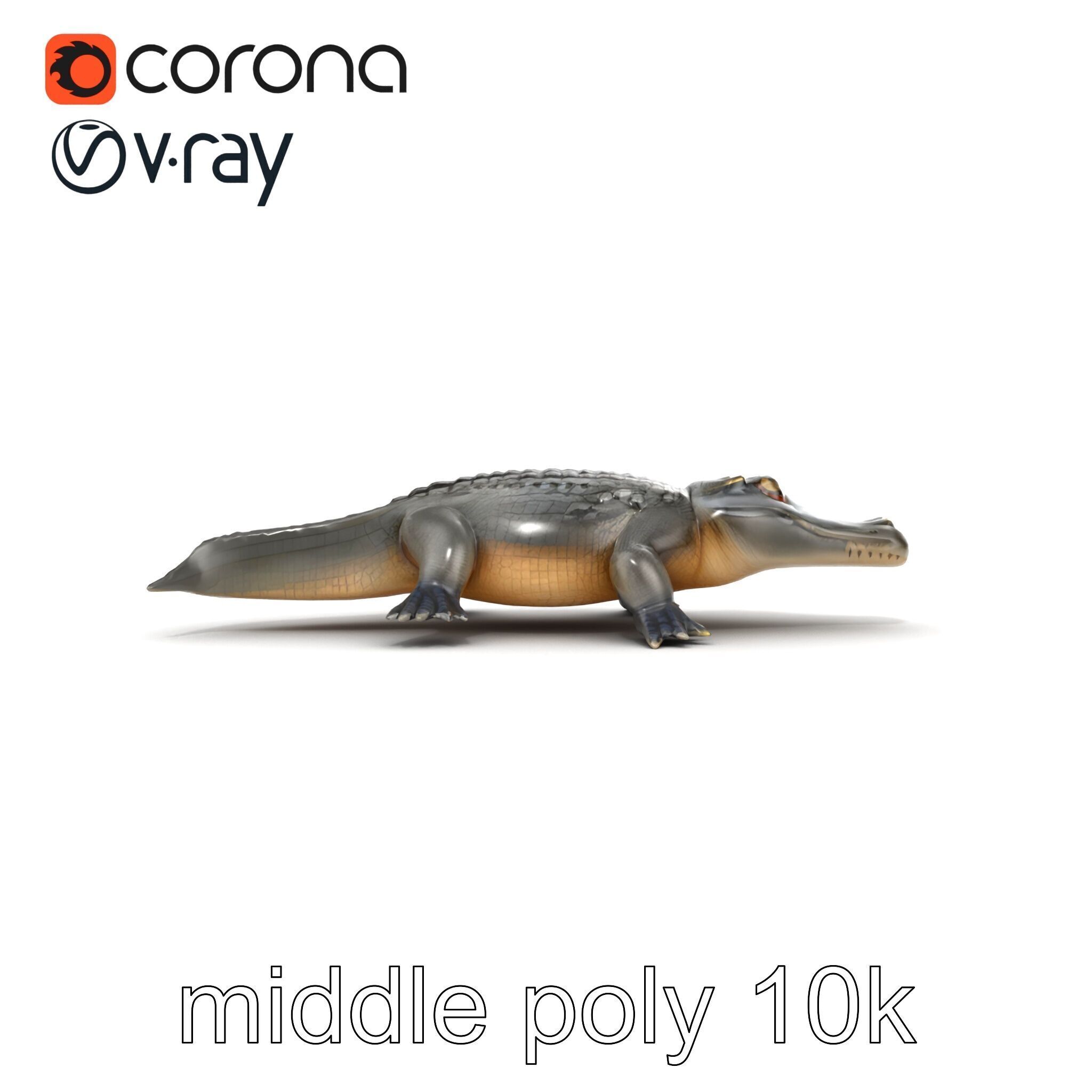 Colossal Saltwater Crocodile Sculpture model pack Low-poly 3D model_14