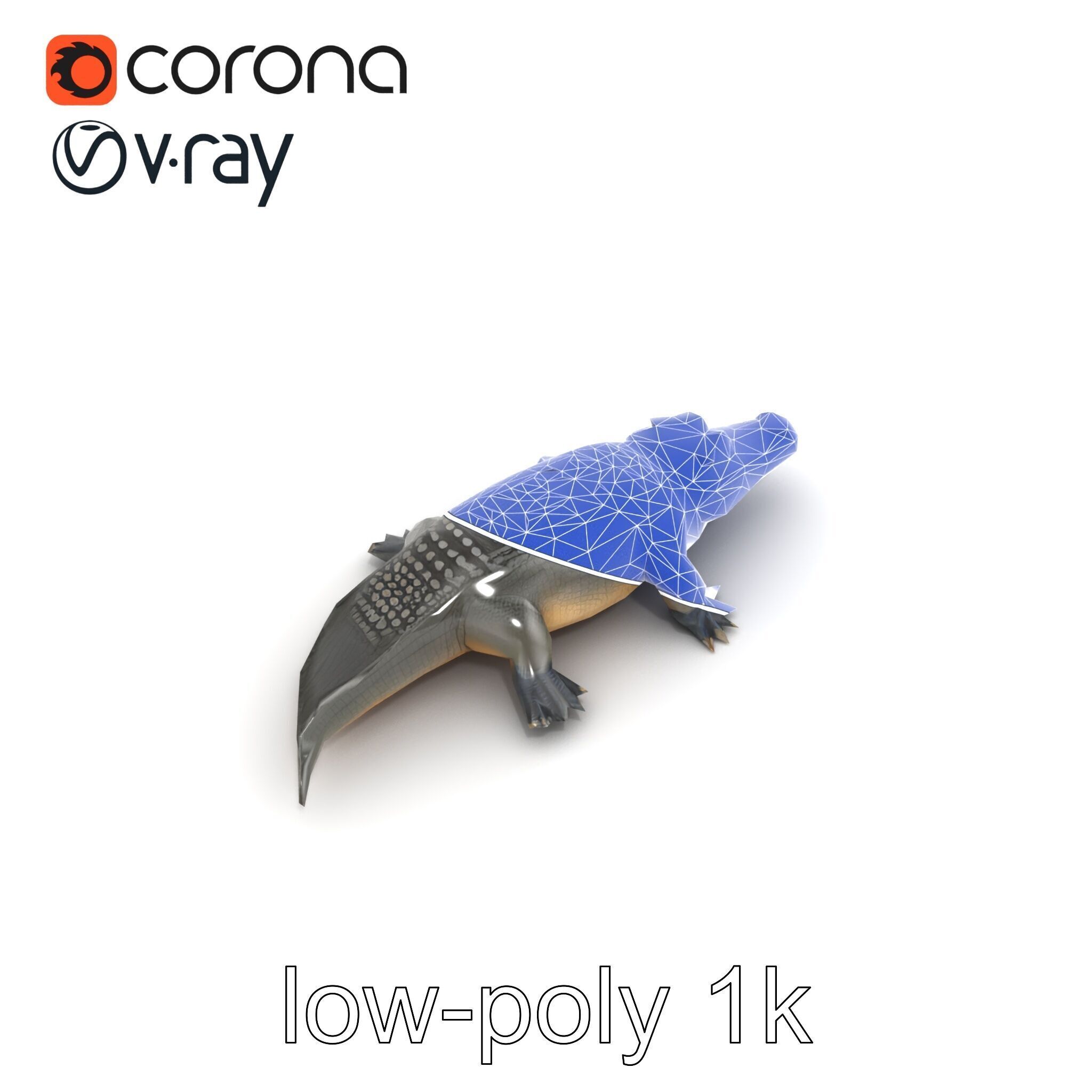 Colossal Saltwater Crocodile Sculpture model pack Low-poly 3D model_30