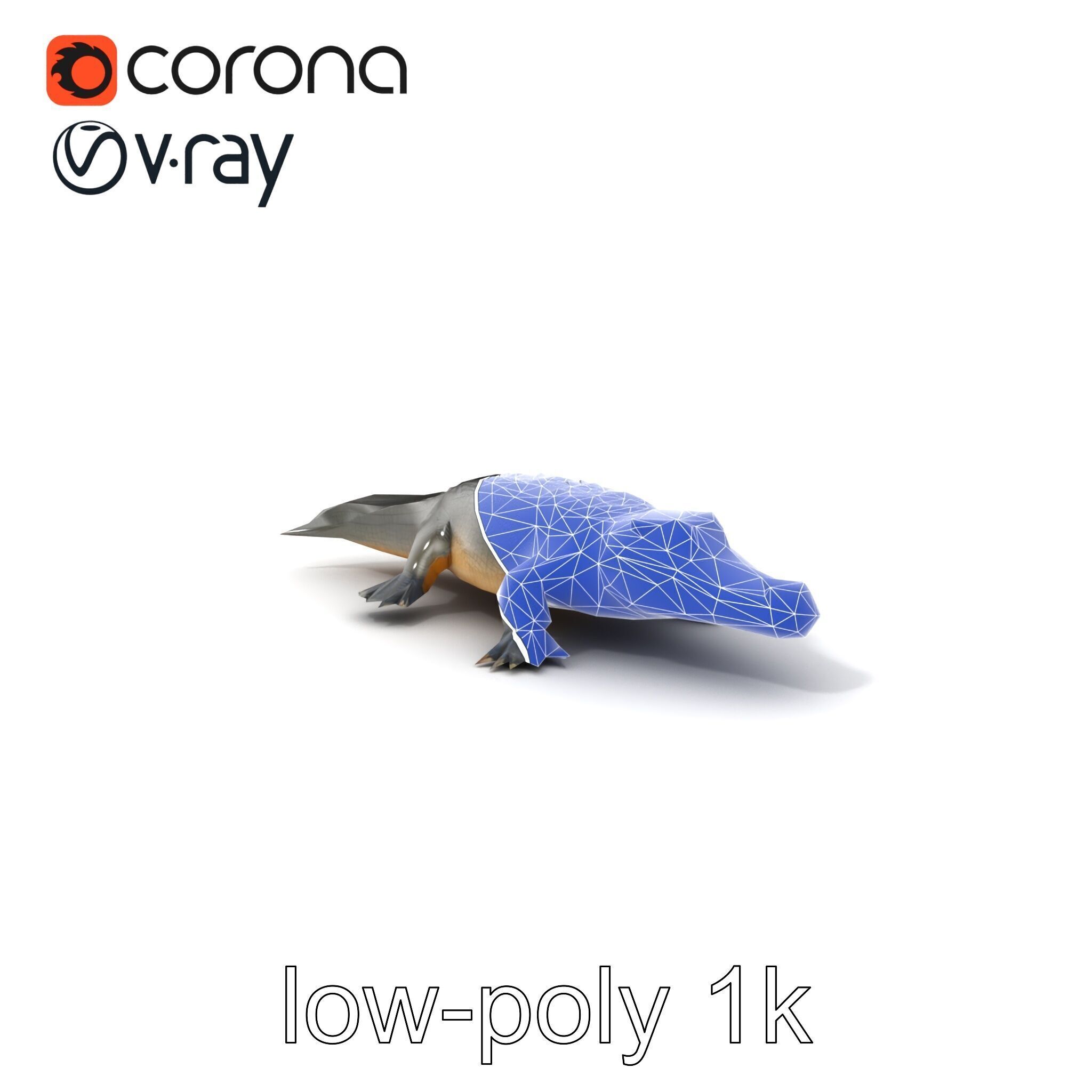 Colossal Saltwater Crocodile Sculpture model pack Low-poly 3D model_7