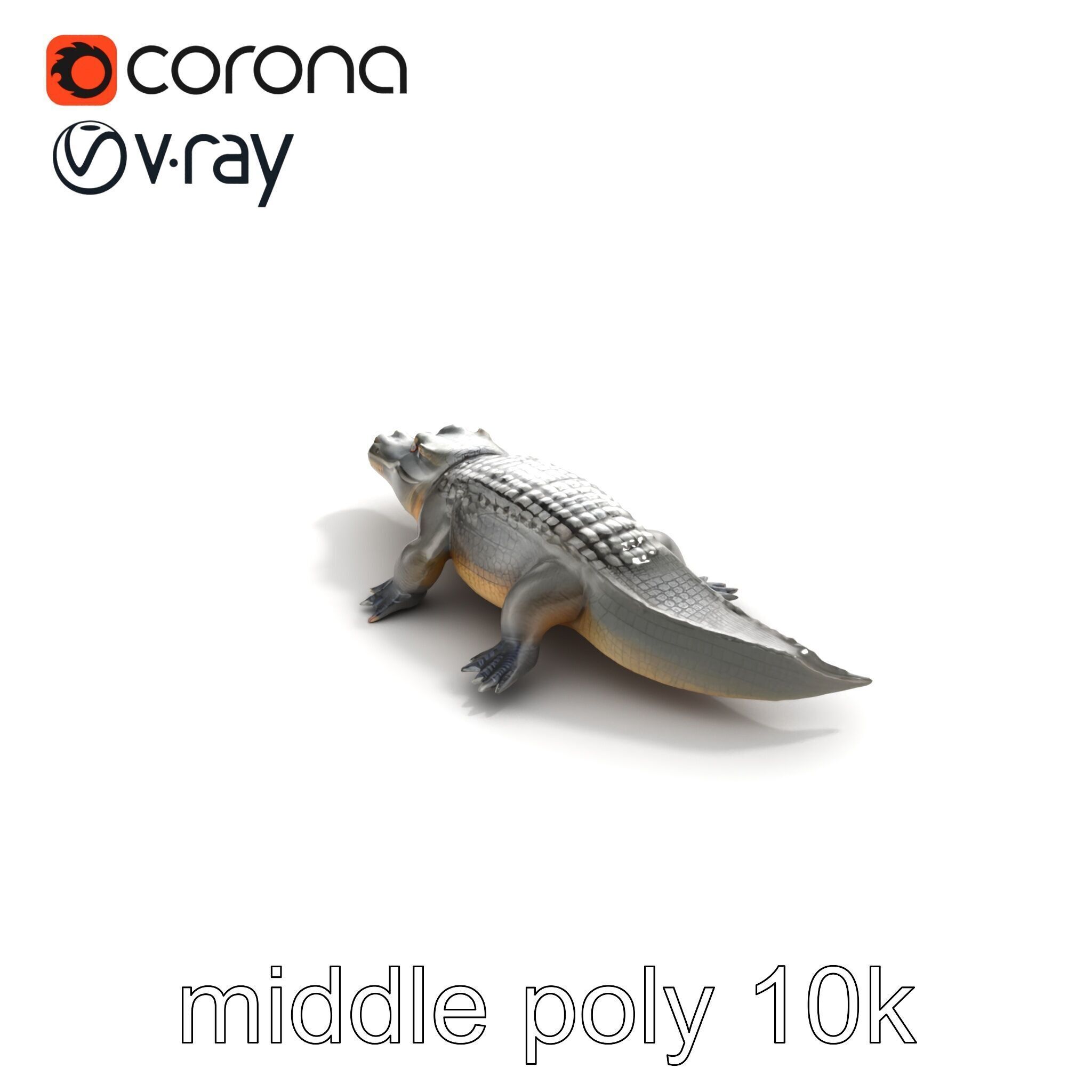 Colossal Saltwater Crocodile Sculpture model pack Low-poly 3D model_8