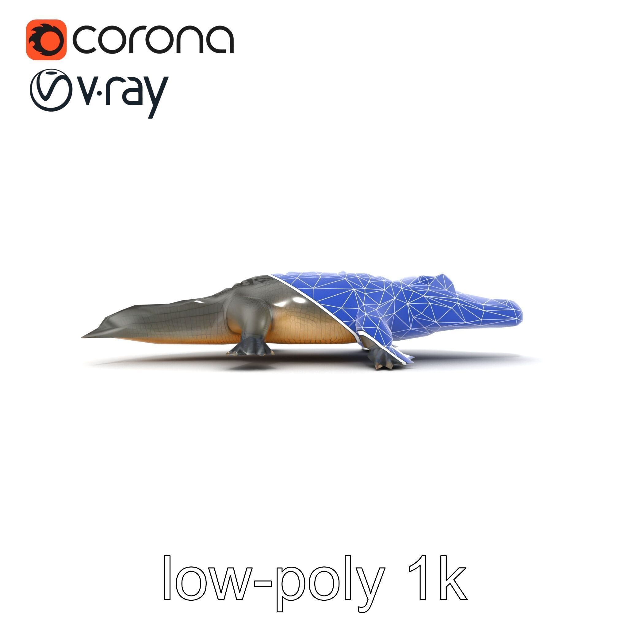 Colossal Saltwater Crocodile Sculpture model pack Low-poly 3D model_17
