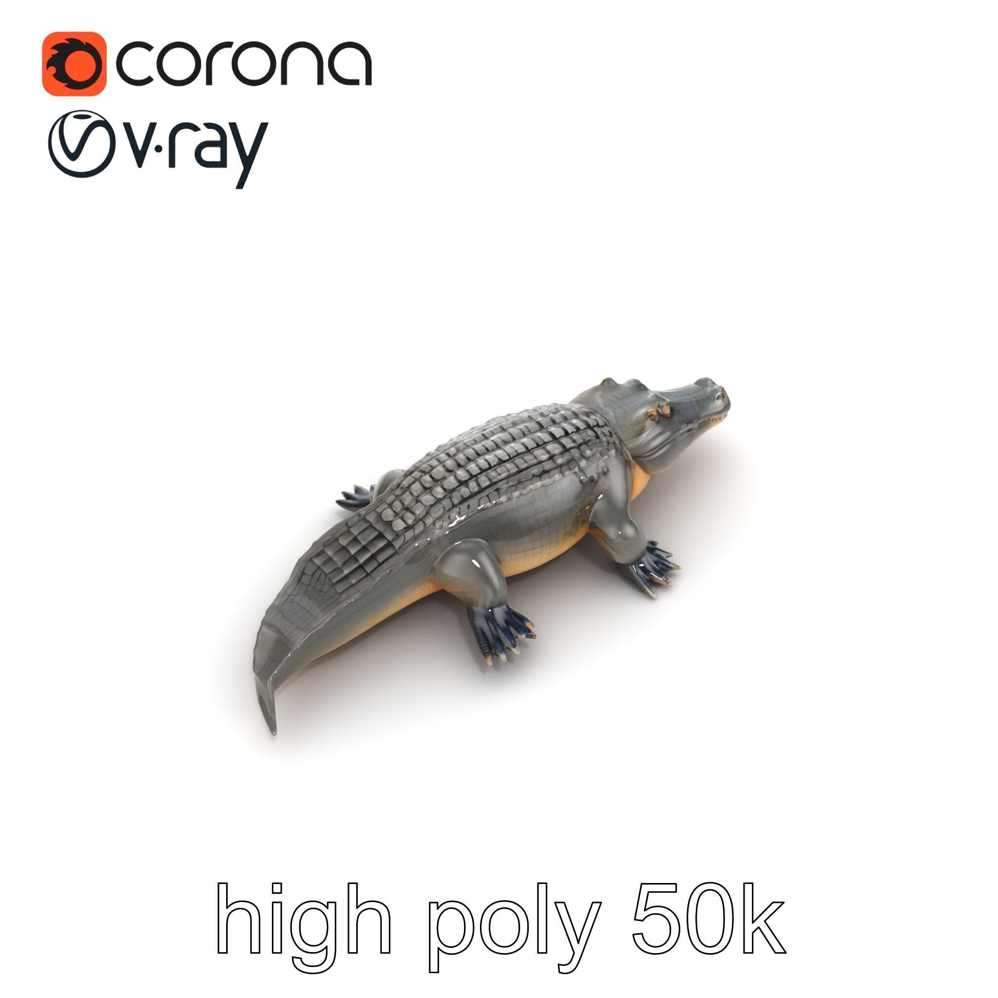 Colossal Saltwater Crocodile Sculpture model pack Low-poly 3D model_27