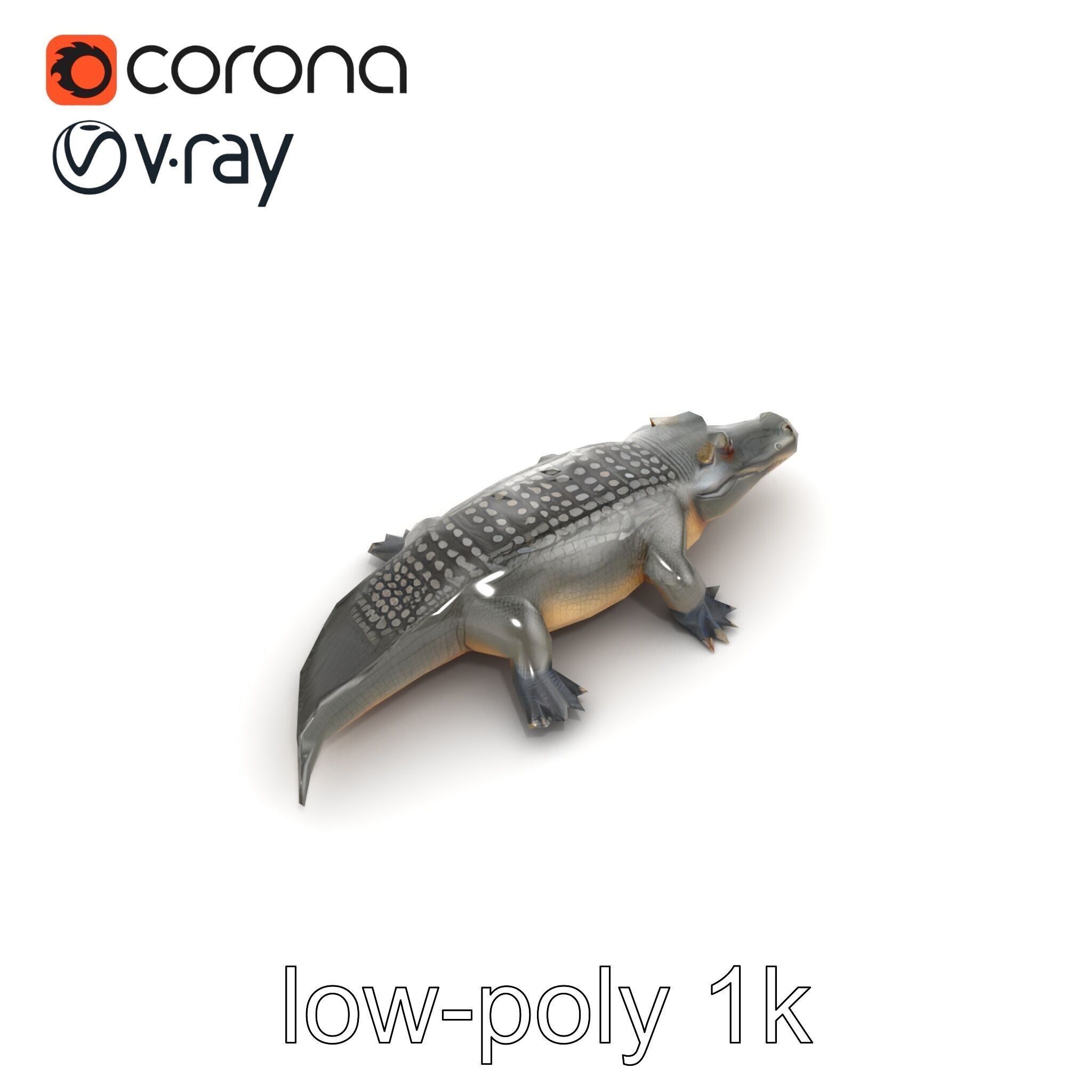 Colossal Saltwater Crocodile Sculpture model pack Low-poly 3D model_21