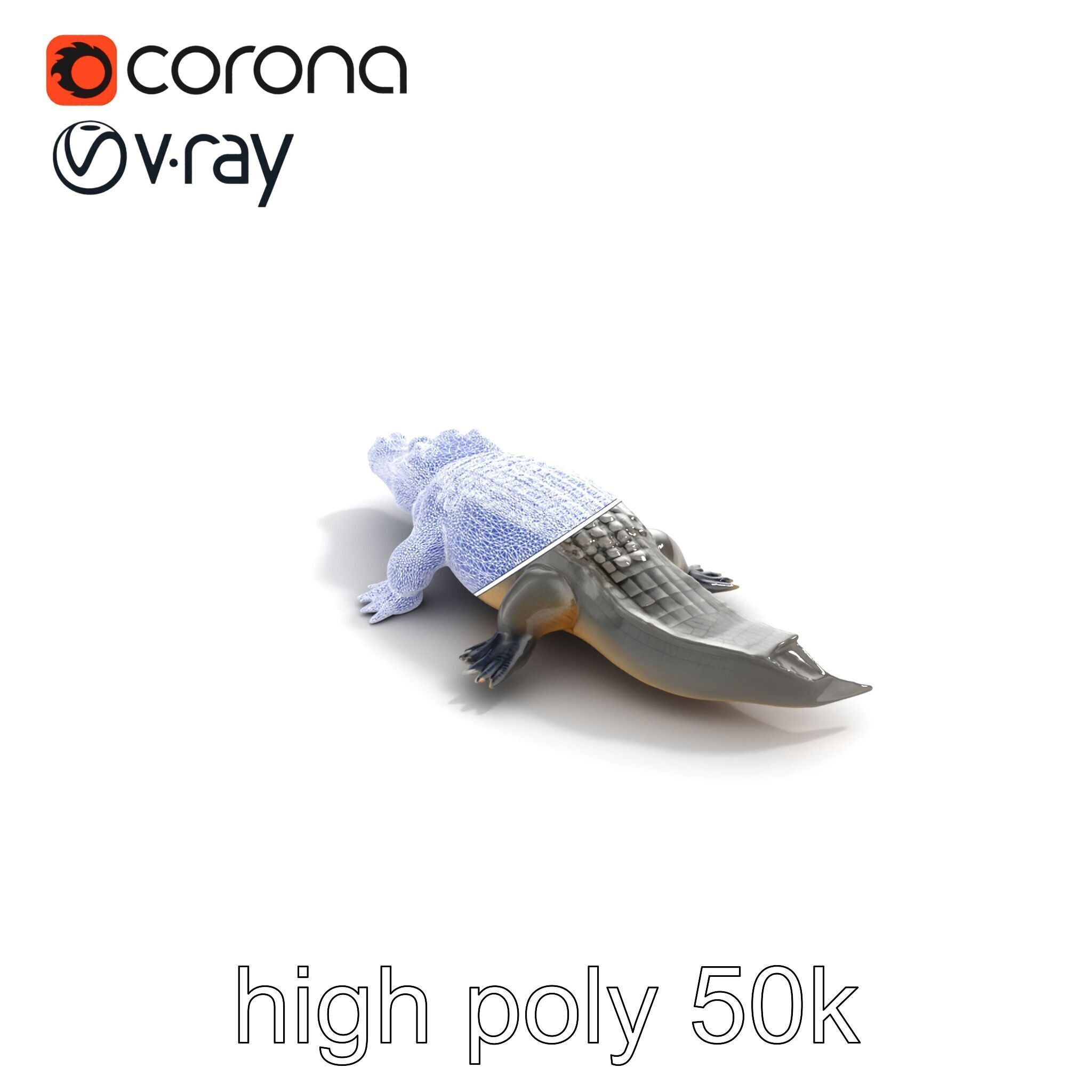 Colossal Saltwater Crocodile Sculpture model pack Low-poly 3D model_28