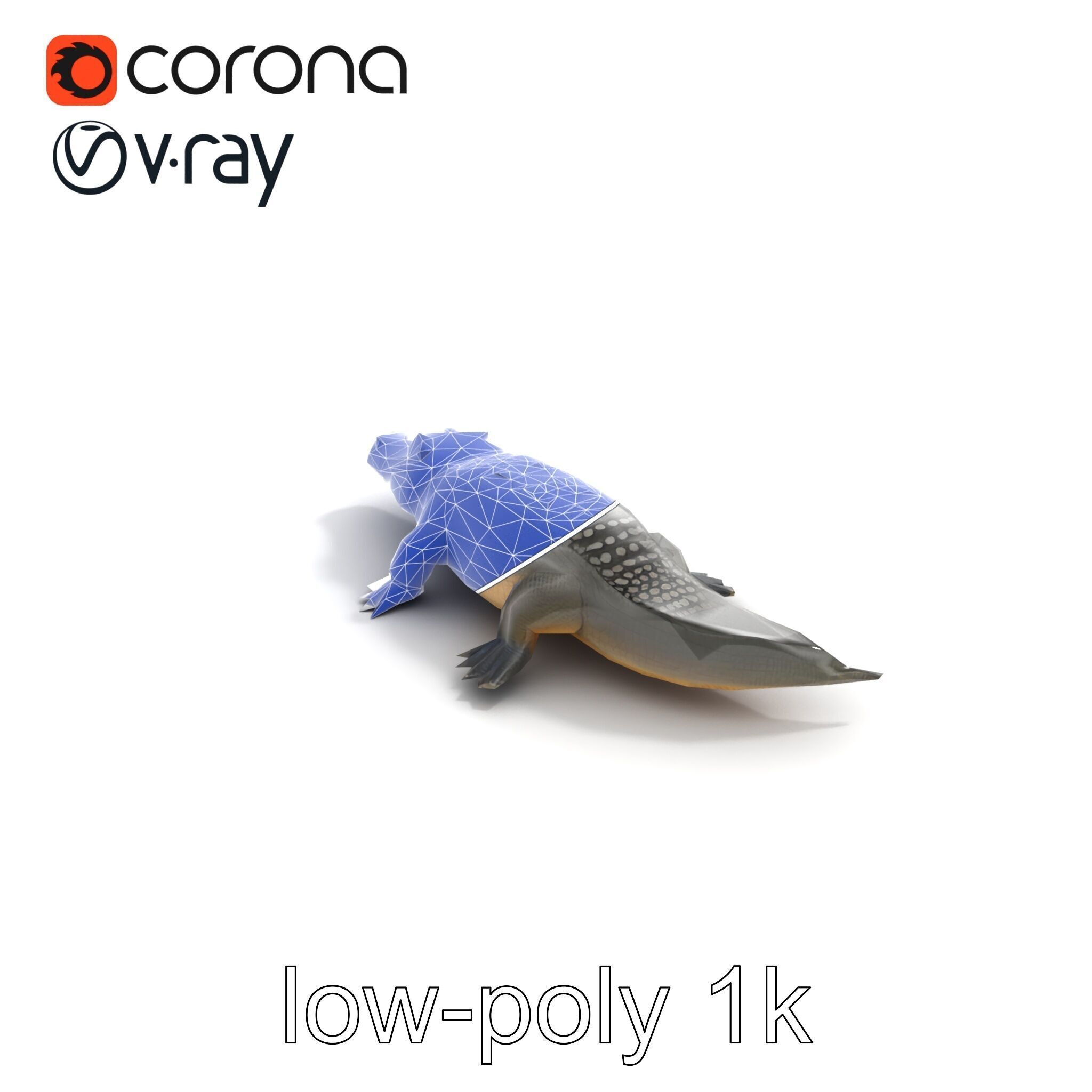 Colossal Saltwater Crocodile Sculpture model pack Low-poly 3D model_11