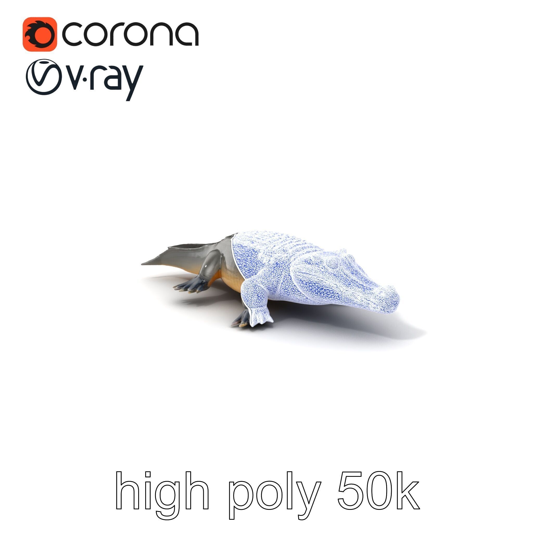 Colossal Saltwater Crocodile Sculpture model pack Low-poly 3D model_10